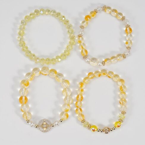 Boho Beaded Bracelet Set for Women - 4 Pcs Multilayer Stackable Crystal Glass Bead Bracelets with Faux Pearl Elastic Stretch Fashion Jewelry for Daily Wear, Beach, Party & Gifts in Kuwait
