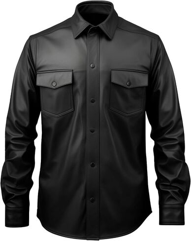 Genuine Lambskin Black Leather Shirt - Motorcycle Jacket Men - Biker Jacket Men - Mens Leather Jacket in Saudi Arabia