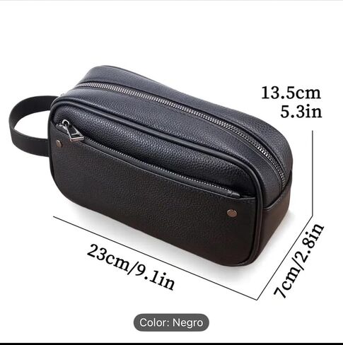 Men's Crossbody Bag with Password Lock, Black Leather Travel Organizer Pouch, 9.1x5.3x2.8 Inches, Textured Finish in Kuwait