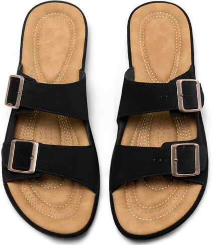 Flats Sandals Women Summer: Comfortable Slip On Slides with Adjustable Buckle Dressy Sandals 2026 for Vacation Casual in Saudi Arabia