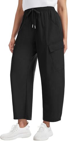 Women's Hiking Cargo Pants Barrel Leg Lightweight Quick Dry UPF 50 Water Resistant Camping Travel Pant with 6 Pockets in Saudi Arabia