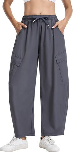 Women's Hiking Cargo Pants Barrel Leg Lightweight Quick Dry UPF 50 Water Resistant Camping Travel Pant with 6 Pockets in Saudi Arabia