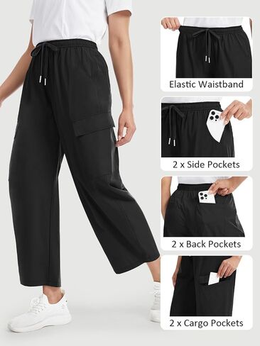 Women's Hiking Cargo Pants Barrel Leg Lightweight Quick Dry UPF 50 Water Resistant Camping Travel Pant with 6 Pockets in Saudi Arabia