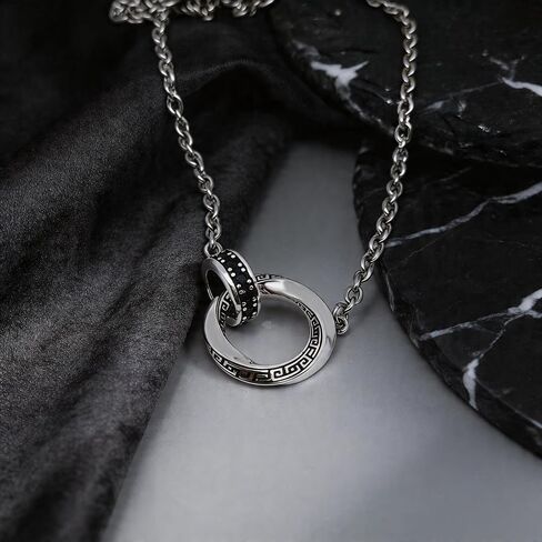 Kim Carrey Men's Necklace in Polished 316L Stainless Steel, Durable Tarnish-Resistant Chain with Pendant, Jewelry Gift for Son, Dad, Boyfriend, and Brothers in Saudi Arabia