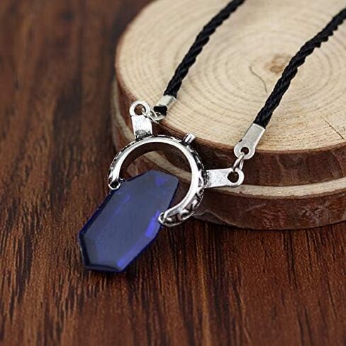 SONGCHANGJEWELRY DMC Inspired Dante Necklace – Red & Blue Crystal Pendant with Twin Sword Design – Fantasy Action Game Style Jewelry for Fans & Collectors in Kuwait