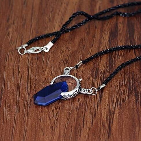 SONGCHANGJEWELRY DMC Inspired Dante Necklace – Red & Blue Crystal Pendant with Twin Sword Design – Fantasy Action Game Style Jewelry for Fans & Collectors in Kuwait
