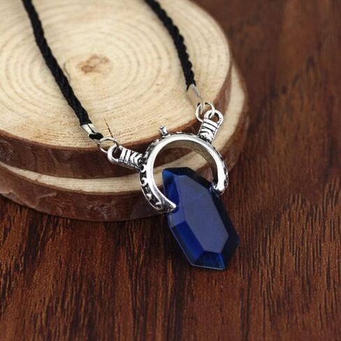 SONGCHANGJEWELRY DMC Inspired Dante Necklace – Red & Blue Crystal Pendant with Twin Sword Design – Fantasy Action Game Style Jewelry for Fans & Collectors in Kuwait