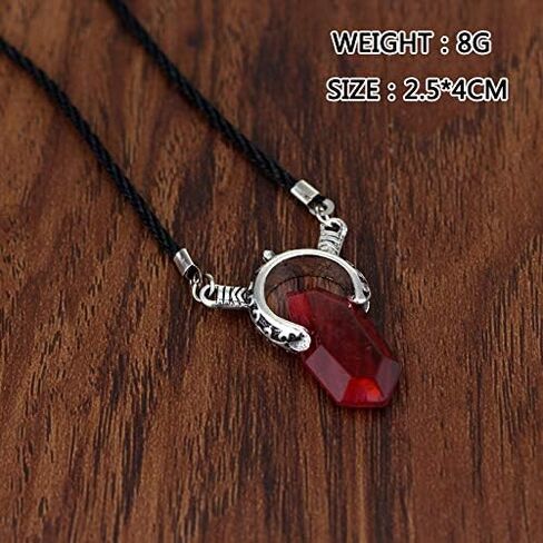 SONGCHANGJEWELRY DMC Inspired Dante Necklace – Red & Blue Crystal Pendant with Twin Sword Design – Fantasy Action Game Style Jewelry for Fans & Collectors in Kuwait
