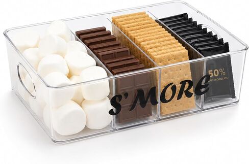 Smores Station with Handles, Snack Bar Organizer, Smores Caddy, Fire Pit Accessories for Outside, Perfect for Marshmallow Roasting Sticks, Chocolate, S'mores Sticks, S'mores Kit Maker, Decorative Box in Saudi Arabia