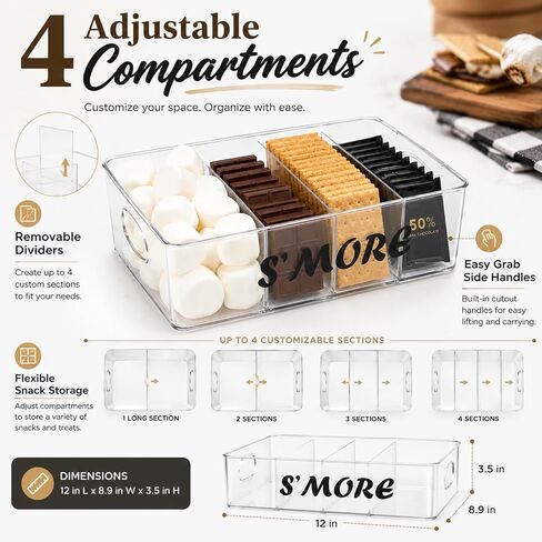 Smores Station with Handles, Snack Bar Organizer, Smores Caddy, Fire Pit Accessories for Outside, Perfect for Marshmallow Roasting Sticks, Chocolate, S'mores Sticks, S'mores Kit Maker, Decorative Box in Saudi Arabia