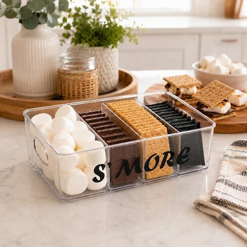 Smores Station with Handles, Snack Bar Organizer, Smores Caddy, Fire Pit Accessories for Outside, Perfect for Marshmallow Roasting Sticks, Chocolate, S'mores Sticks, S'mores Kit Maker, Decorative Box in Saudi Arabia