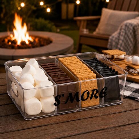 Smores Station with Handles, Snack Bar Organizer, Smores Caddy, Fire Pit Accessories for Outside, Perfect for Marshmallow Roasting Sticks, Chocolate, S'mores Sticks, S'mores Kit Maker, Decorative Box in Saudi Arabia