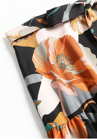 Women's Floral Print High-Waisted Tiered Maxi Skirt - Tie Waist Flowy Casual Daily Summer Long Skirt in Kuwait