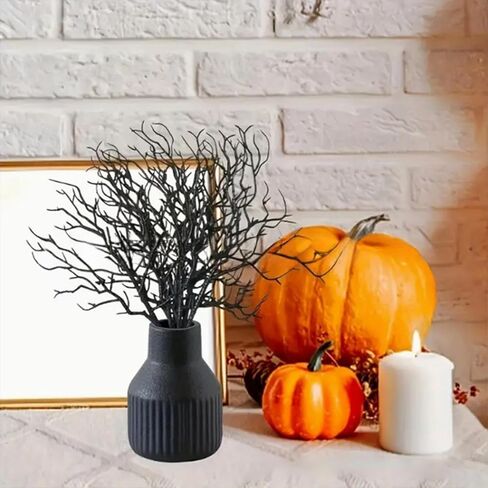 12PCS Black Manzanita Branches Halloween Artificial Antler Decorative Twigs Halloween Floral Picks Stems Faux Black Dried Tree for Vase Filler Wedding Table Centerpieces Home Party Supplies in Saudi Arabia