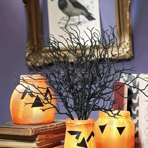 12PCS Black Manzanita Branches Halloween Artificial Antler Decorative Twigs Halloween Floral Picks Stems Faux Black Dried Tree for Vase Filler Wedding Table Centerpieces Home Party Supplies in Saudi Arabia