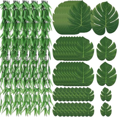Suncalla 100 جهاز كمبيوتر شخصي الغابة موضوع الطرف الديكور مجموعة 50 فروع 295 قدم الاصطناعي الخوص الروطان كرمة 50 وهمية الغابات المطيرة الاستوائية يترك إكليل لسفاري داخلي في الهواء الطلق حديقة الغابات الحيوانات Vbs ديكور in Kuwait