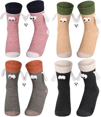 4 Pairs Holding Hands Socks - Funny Socks with Personality, Cute and Colorful Animated Socks for Women Men, Gifts for Friends and Family in Saudi Arabia