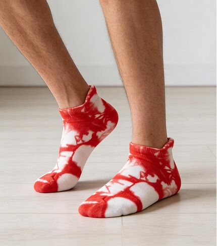Benefeet Sox Mens Tie Dye Socks Colorful Ankle Socks Cotton Cushioned Towel Sole Athletic Low Cut Sock 4 Pack in Kuwait