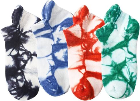 Benefeet Sox Mens Tie Dye Socks Colorful Ankle Socks Cotton Cushioned Towel Sole Athletic Low Cut Sock 4 Pack in Kuwait