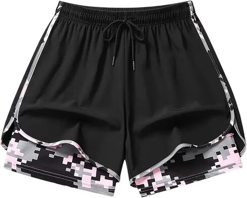 شورت رياضي صيفي 2 في 1 للنساء، شورت مضاد للتهيج ومضاد للركوب مع جيب داخلي للرياضة والارتداء اليومي في الهواء الطلق in Kuwait