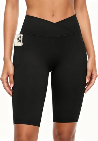 keriffe Womens 5"/10" Crossover Biker Shorts High Waisted Athletic Running Spandex Shorts Gym Yoga Workout in Saudi Arabia