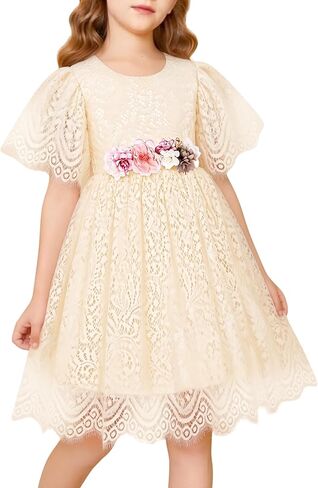 Baby Girl Flower Dress Summer Toddler Dresses Floral Lace Wedding Party Tutu Dresses Pageant Princess Birthday Dress in Saudi Arabia