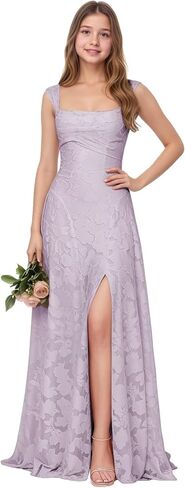 Plus Size Junior Bridesmaid Dresses Lilac Formal Dresses for Girls Size 14-16 Slit Prom Dress Girls Long Flower Girl Dress Size 14 in Kuwait