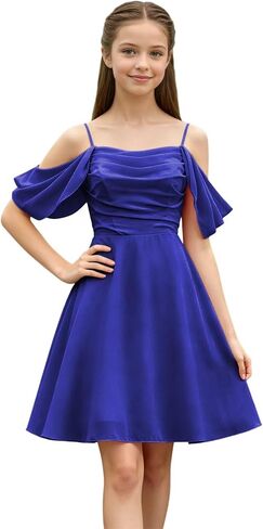 Junior Bridesmaid Dresses for Teen Girls Chiffon Girl Formal Dresses for Wedding Off Shoulder Homecoming Guest in Saudi Arabia