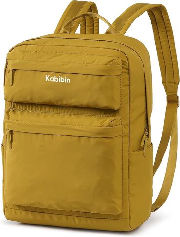 School Backpack for Adult Teens, Lightweight Simple Backpack for Men Women, Medium Nylon Bookbag for Laptop, Durable Casual Daypack with Multiple Pockets for Travel Work Sport (Yellow) in Saudi Arabia