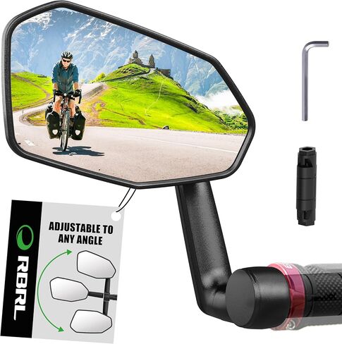 RBRL Bicycle Mirror, Extra Large Bike Mirror, 360° Adjustable Shatterproof and Durable Bar End Rear View Mirror Bicycle, Side Mirrors for E-Bike (Left) in Kuwait