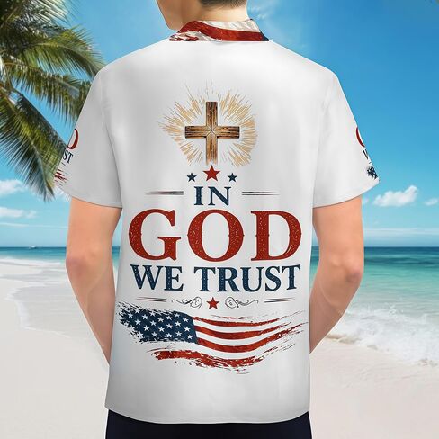 in God We Trust Shirt Patriotic Eagle Flag Hawaiian Shirt 1776-2026 USA Christian Independence Day Shirt in Saudi Arabia
