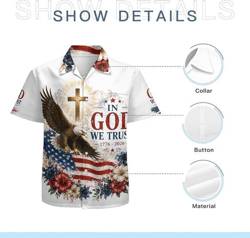 in God We Trust Shirt Patriotic Eagle Flag Hawaiian Shirt 1776-2026 USA Christian Independence Day Shirt in Saudi Arabia