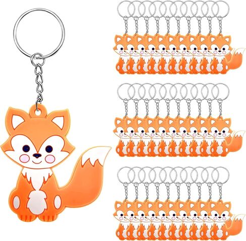30 Pack Fox Keychains Woodland Animal Keychain Keyrings for Fox Themed Party Decorations Woodland Birthday Party Bag Fillers Return Gifts in Saudi Arabia