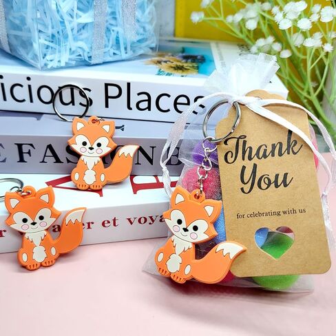 30 Pack Fox Keychains Woodland Animal Keychain Keyrings for Fox Themed Party Decorations Woodland Birthday Party Bag Fillers Return Gifts in Saudi Arabia