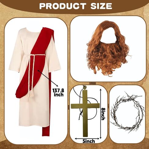 Jesus Costume Suits Jesus Outfit Set Christ Dress up Biblical Character Adult Men Robe for Religious Performance Christmas Party Cosplay in Saudi Arabia