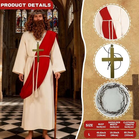 Jesus Costume Suits Jesus Outfit Set Christ Dress up Biblical Character Adult Men Robe for Religious Performance Christmas Party Cosplay in Saudi Arabia
