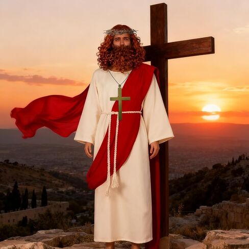 Jesus Costume Suits Jesus Outfit Set Christ Dress up Biblical Character Adult Men Robe for Religious Performance Christmas Party Cosplay in Saudi Arabia