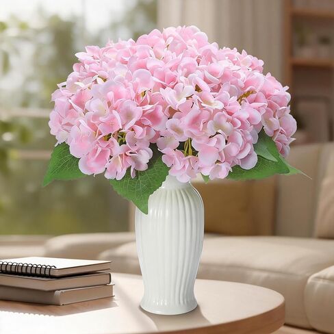 6PCS Mums Artificial Flowers with Vase - Small Silk Fake Flowers Suitable for Vase Bedroom Dining Room Living Rooms Decor Home Table Decor in Saudi Arabia