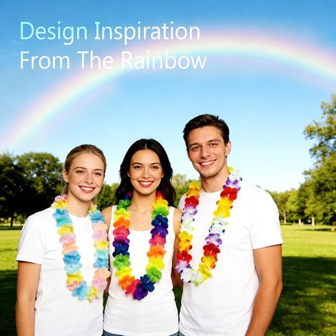 9 Count Rainbow Hawaiian Leis, Artificial Tropical Flower lei, Luau Party Decorations for Wedding, Graduation, Birthday & Beach Party Favors in Saudi Arabia