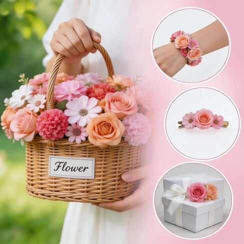 Delphinus Pink Faux Flower Heads, 50 Pack Mini Artificial Flower Heads | For Crafts, Garland, Wedding Party, DIY Home Decoration, Without Wilting or Fading in Saudi Arabia