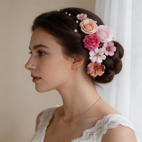 Delphinus Pink Faux Flower Heads, 50 Pack Mini Artificial Flower Heads | For Crafts, Garland, Wedding Party, DIY Home Decoration, Without Wilting or Fading in Saudi Arabia