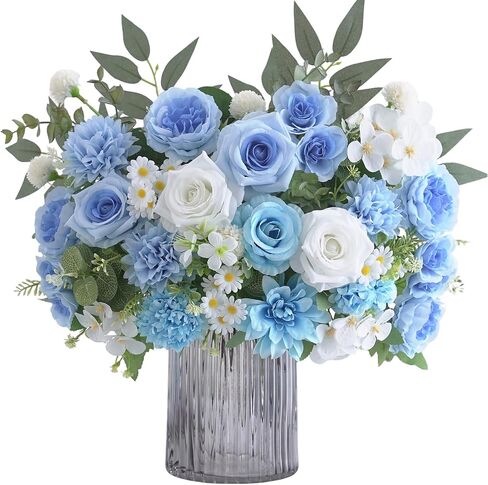 4 Pcs Mixed Artificial Flowers Set, Small Artificial Peony Bouquet Fake Rose Flower Silk Floral Arrangements for Table Centerpiece Home Wedding Party Bridal Decoration(Green, 2 Bouquets & 2 Stems) in Saudi Arabia