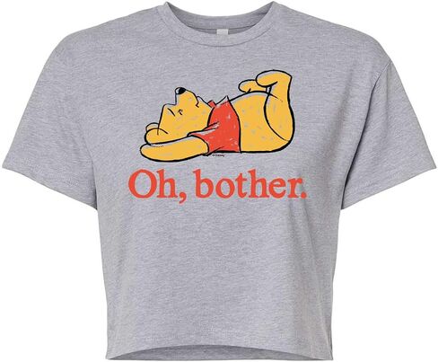 Disney Winnie the Pooh - Oh, Bother - Sketch - Juniors Cropped Cotton Blend T-Shirt in Kuwait