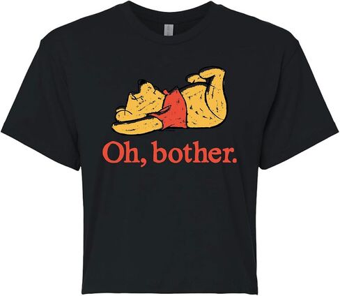 Disney Winnie the Pooh - Oh, Bother - Sketch - Juniors Cropped Cotton Blend T-Shirt in Kuwait