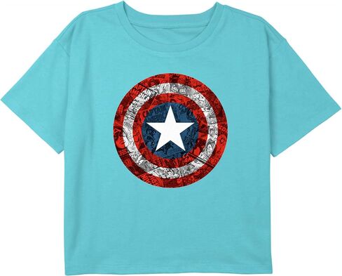Marvel Girls' Comic Book Shield Boxy Crop Tee in Kuwait