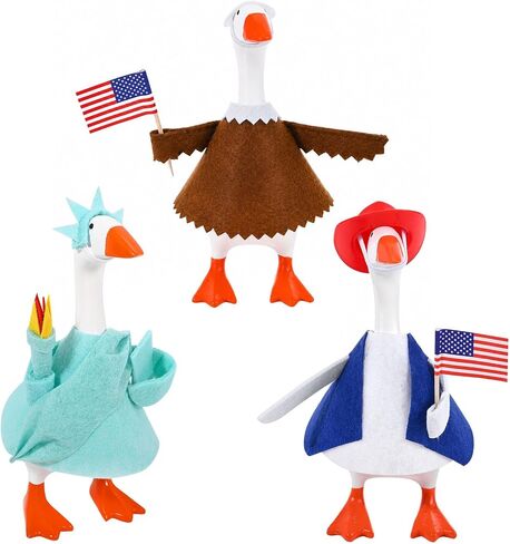 JcHrmers 3 Sets 4th of July Desk Goose Outfits 7 Inch Mini Patriotic Desk Goose Costume Independence Day Desktop Geese Outfit for Magnetic Desktop Geese Statue Home Office Table Decor in Saudi Arabia