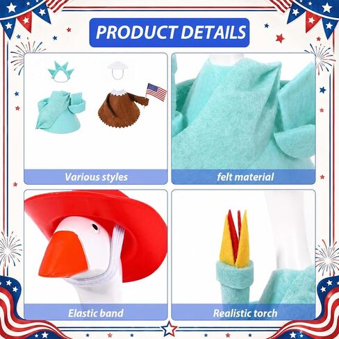 JcHrmers 3 Sets 4th of July Desk Goose Outfits 7 Inch Mini Patriotic Desk Goose Costume Independence Day Desktop Geese Outfit for Magnetic Desktop Geese Statue Home Office Table Decor in Saudi Arabia