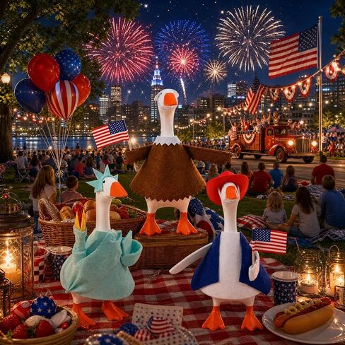 JcHrmers 3 Sets 4th of July Desk Goose Outfits 7 Inch Mini Patriotic Desk Goose Costume Independence Day Desktop Geese Outfit for Magnetic Desktop Geese Statue Home Office Table Decor in Saudi Arabia