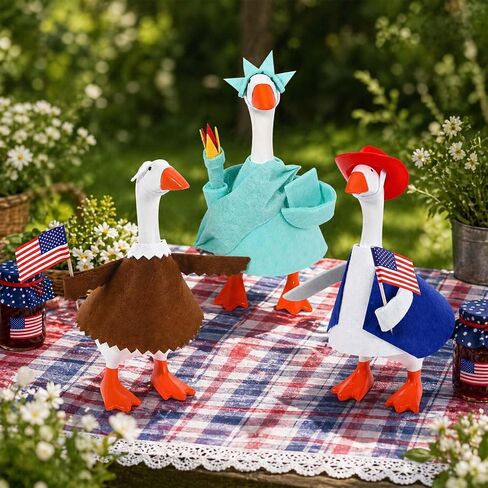 JcHrmers 3 Sets 4th of July Desk Goose Outfits 7 Inch Mini Patriotic Desk Goose Costume Independence Day Desktop Geese Outfit for Magnetic Desktop Geese Statue Home Office Table Decor in Saudi Arabia
