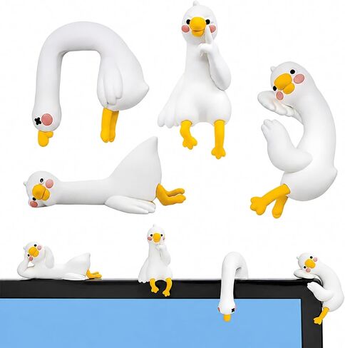 4pcs Desk Goose Funny Decor, Mini Resin Goose Figurines, Housewarming Gifts for Computer Monitor, Car Dashboard, Rearview Mirror, Office Desk, Photo Frame Decoration Accessories in Saudi Arabia